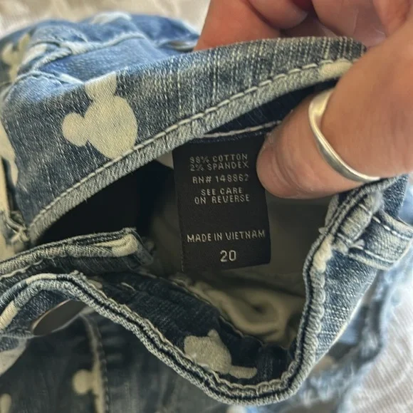 Disney Denim Shorts with White Mickey Mouse Pattern - Picture 5 of 8